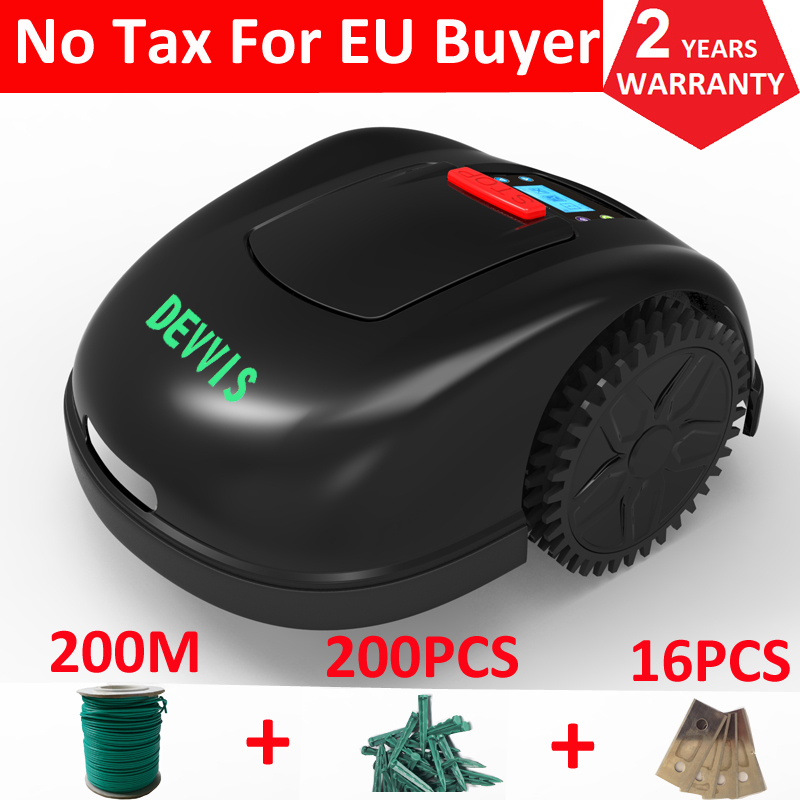 DEVVIS Automatic Lawn Mower E1600T ,Working Capacity 3600m2 with 200m wire+200pcs pegs+16pcs blade